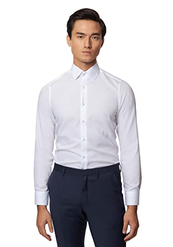 Roy Robson Męska koszula z bawełny Slim Fit długi rękaw nie wymaga prasowania 5010-1258, biały, 41