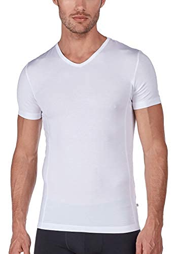 HUBER Męski T-shirt V z krótkim rękawem podkoszulek, biały (biały 0500), L