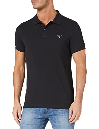 GANT Oryginalna męska koszulka polo Slim Pique SS Rugger, czarny, L