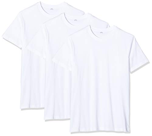 Build Your Brand Męski T-shirt z okrągłym dekoltem, 3-pak, basic, koszulki dla mężczyzn, wielopak, dostępne w wielu wariantach, rozmiary XS-5XL, biały (Wht/Wht/Wht 01205), M