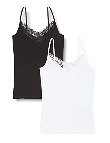 VERO MODA Top damski, Czarny/opakowanie: jasny biały, M