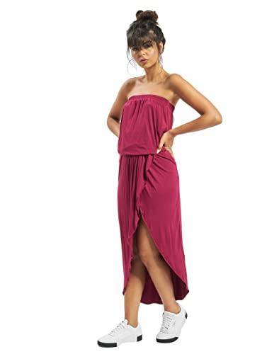 Urban Classics Damska sukienka z wiskozy, bandeau, burgundowy, 5XL