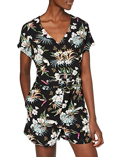 Urban Classics Damski kombinezon damski z paskiem z wiskozy, w 2 kolorach, rozmiary XS - XL, Black Tropical, S