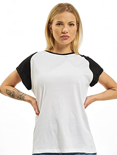 Urban Classics Damska koszulka basic, koszulka z kontrastującymi kolorystycznie rękawami, dla kobiet, Contrast Raglan, dostępna w ponad 10 kolorach, rozmiary XS-5XL, biały i czarny, L