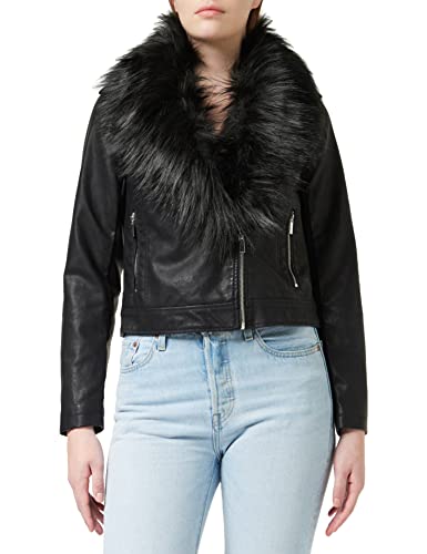 New Look Damska kurtka przejściowa Mariah Ff Collar Pu, czarny (czarny), 36