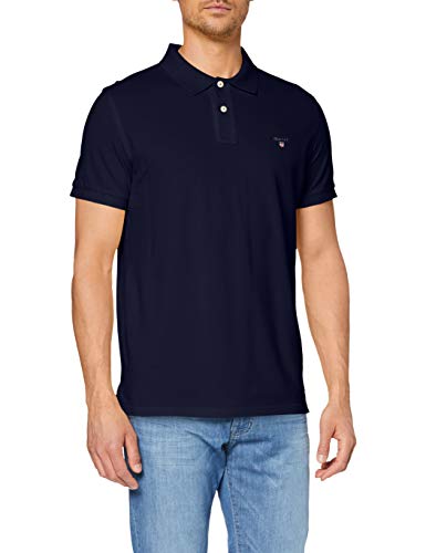 GANT Oryginalna męska koszulka polo Pique SS Rugger, niebieski (Evening Blue), XS