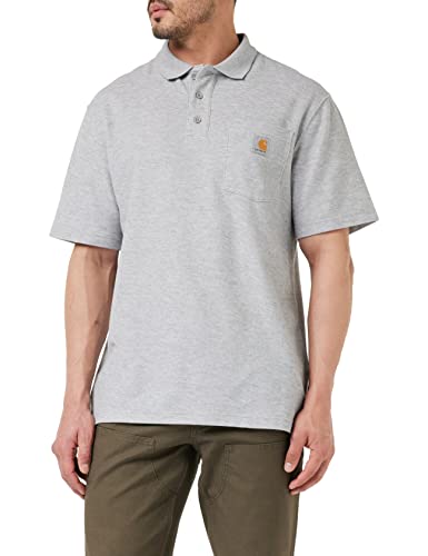 Carhartt Męska koszulka polo z krótkim rękawem i kieszenią o luźnym kroju, Szary (Heather Grey), M