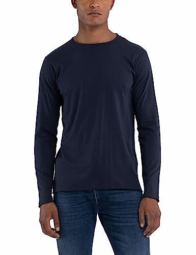 Replay Męski T-shirt z krótkim rękawem z nadrukiem logo, Midnight Blue. 576 cm, S