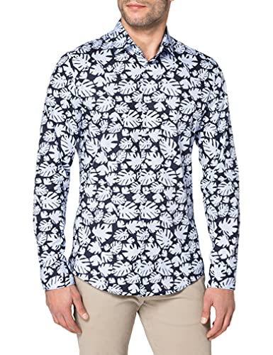 Seidensticker Męska koszula z długim rękawem Poplin, niebieski (niebieski 11), 40 PL