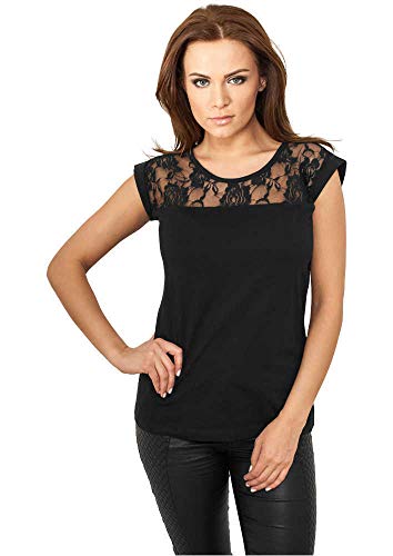 Urban Classics Damska koszulka z koronką, czarny, XL