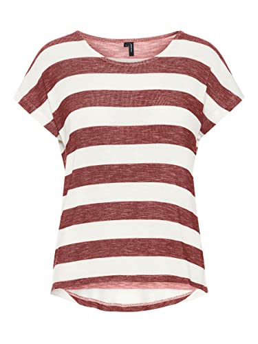 VERO MODA Damska koszulka Vmwide Stripe S/L Top Noos, czerwone i białe paski, XS, Czerwone i białe paski, XS