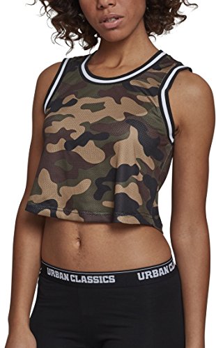Urban Classics Damski top z siateczki Cropped, wielokolorowy (Woodcamo/Blk/Wht 00518)., M