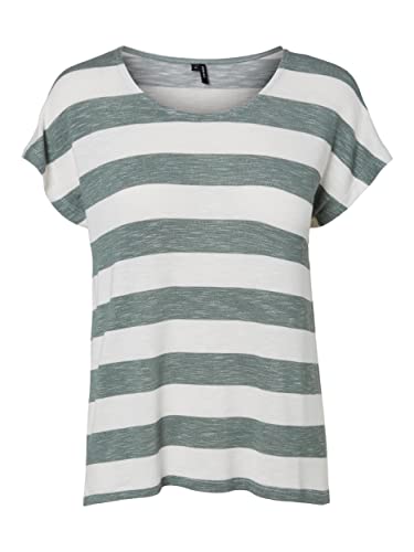 VERO MODA Damska koszulka Vmwide Stripe S/L Top Ga Noos, Laurel Wreath/Stripes:śnieżnobiały, XL