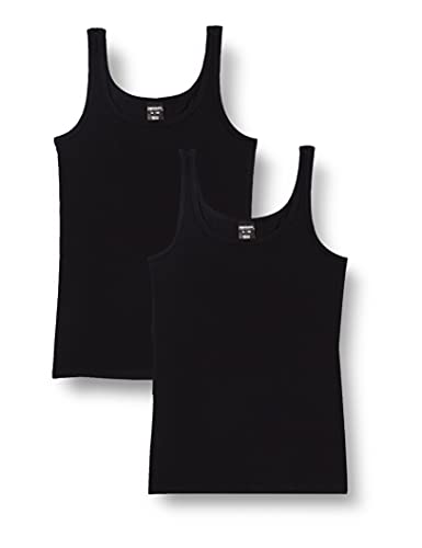 Schiesser Podkoszulek Dziewczęcy, 2 Sztuki, Tanktop - 95/5 Organic Cotton, Czarny, 152 Cm