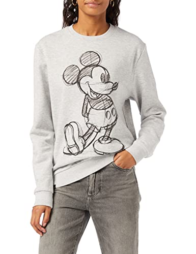 Disney Damska bluza z szkicem Myszki Miki, szary, 34