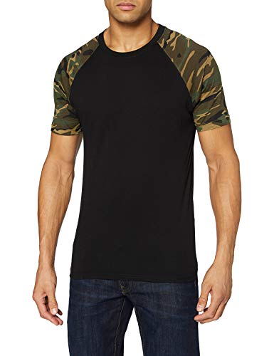 Urban Classics T-shirt męski Raglan Contrast Tee, Black/Woodcamo, XL