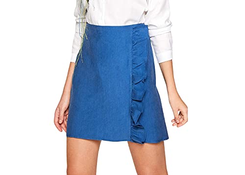 Koton Damska spódnica damenrock Mit Asymmetrischem Rüschenaufsatz, Niebieski (Blau 601), 42 PL