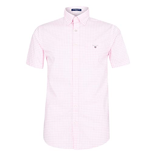 GANT Męska koszula Reg Broadcloth Gingham Ss Bd, California Pink, L