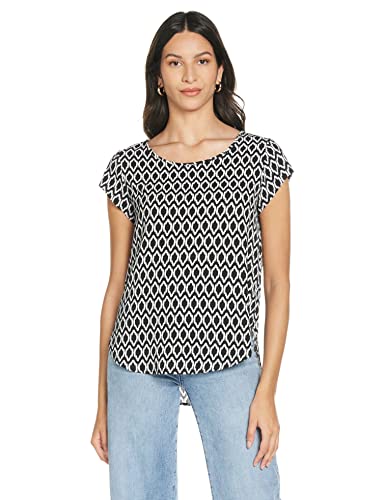 ONLY Damski Onlvic Ss AOP Noos Ptm Top, Black/Aop:grafitowy okrąg, 34