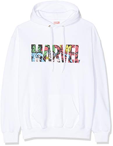 Marvel Damski sweter z kapturem z logo, Biały (White Wht)34 (rozmiar producenta: Small)-sweter z kapturem, XL