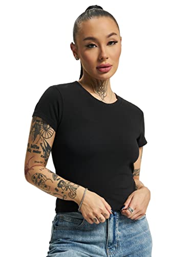 Urban Classics Damska koszulka ze stretchem Jersey Cropped Tee, top damski dostępny w wielu wariantach kolorystycznych, rozmiary XS - 5XL, czarny, S