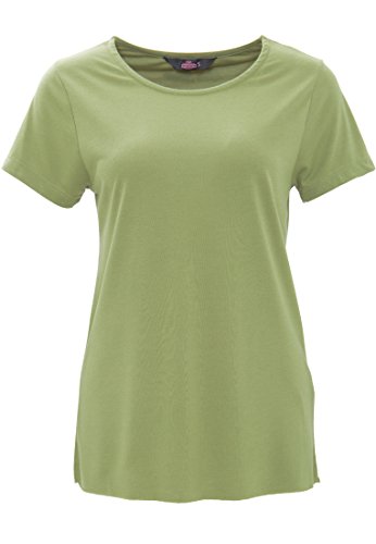 Queen Kerosin Damska koszulka Basic z mieszanki wiskozy, okrągły dekolt, krótki rękaw, haftowane logo, podkreślająca figurę, styl vintage, oliwkowo-zielony, S