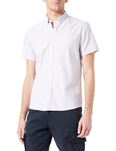 Lindbergh Męska koszula w paski Oxford S/S koszula biznesowa, Fioletowy (Lt Plum), M
