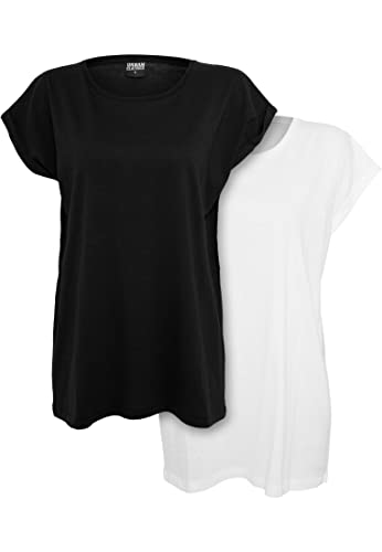 Urban Classics Damska koszulka z przedłużonymi ramionami, 2 sztuki, z bawełny, dostępna w rozmiarach XS-5XL, czarny/biały, 5XL