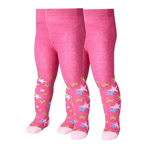 Playshoes Rajstopy dziewczęce w gwiazdki, 2 sztuki, Różowy 18, 86/92 cm