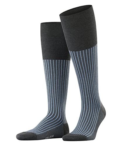 FALKE Mężczyźni Podkolanówki Oxford Stripe M KH Bawełna długie z wzorem 1 Para, Szary (Anthracite Melange 3098), 39-40