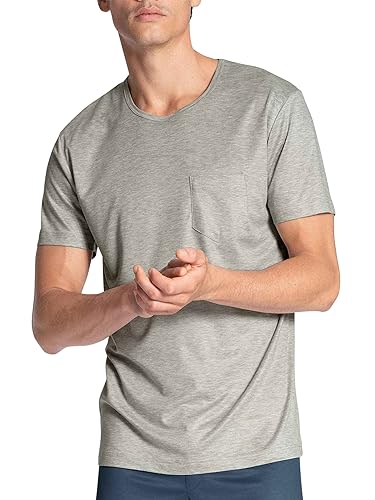 CALIDA Męski T-shirt I Love Nature z okrągłym dekoltem, Gravel Melé, 46/48 PL