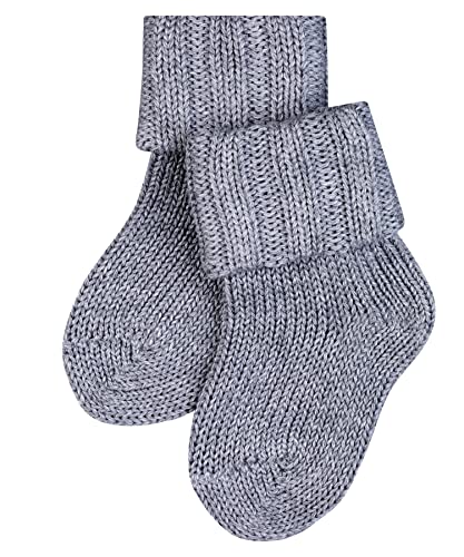 FALKE Uniseks - niemowlęta Skarpety Flausch B SO Bawełna, Wełna Merynosa jednokolorowe 1 Para, Szary (Light Grey 3400), 62-68 (1-6 miesiące)