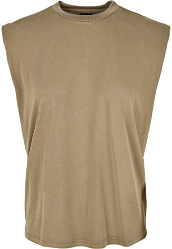 Urban Classics Damska koszulka damska z wyściełanymi ramionami, khaki, M