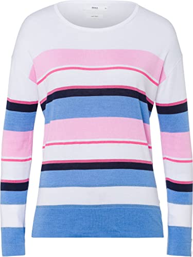 BRAX Damski sweter w paski Liz Easy Knit Fancy Striped sweter damski w paski, Rosa, 38 PL