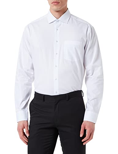 Seidensticker Męska koszula biznesowa – niewymagająca prasowania koszula o prostym kroju – Regular Fit – długi rękaw – kołnierz typu kent – kieszeń na piersi – 100% bawełna, niebieski, 38