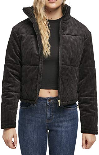 Urban Classics Damska kurtka zimowa, sztruksowa, kurtka puchowa ze stójką, krótki krój, rodzaj kurtki puchowej, rozmiary od XS do 5XL, czarny, XS