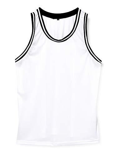 Build Your Brand Męski tank top z siateczki, White/black, 4XL