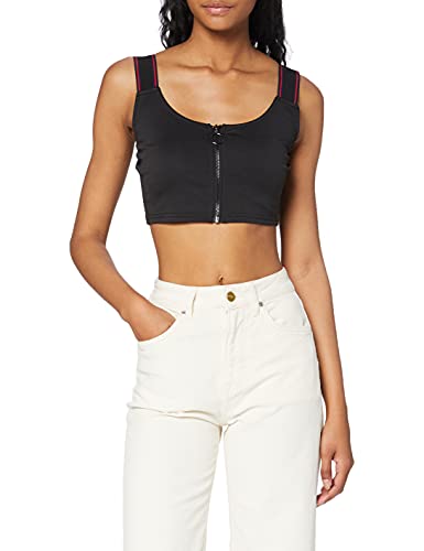 NEON COCO Damska koszulka z zamkiem błyskawicznym z przodu szerokie ramiączka Crop Top Kniited Tank