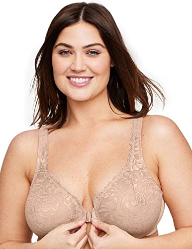 Glamorise Damski biustonosz koronkowy Wonderwire z przodu zamknięty rozciągliwy #9245, Kawiarnia, 85C