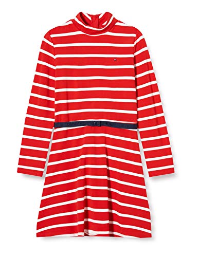 Tommy Hilfiger Sukienka dziewczęca w paski L/S, Czerwony Pasek, 92 cm