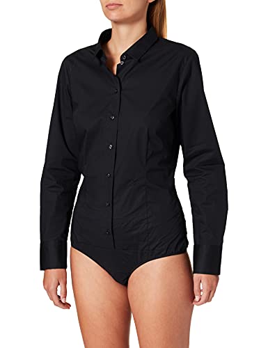 Seidensticker Damska bluzka koszulowa z długim rękawem Slim Fit wzorzysta bluzka bez prasowania, czarny, 36