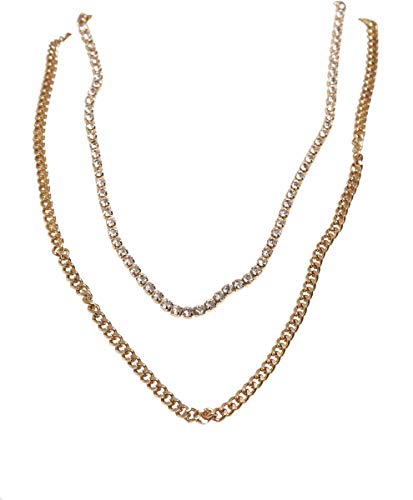 Urban Classics Unisex Double Layer Diamond Necklace spinki do mankietów, złoty, jeden rozmiar