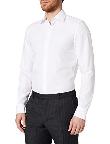 Seidensticker Męska koszula biznesowa Slim Fit – niewymagająca prasowania, wąska koszula z kołnierzem typu kent – bardzo długie rękawy – 100% bawełna, biały (biały 01), 38 PL