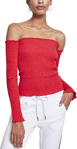 Urban Classics Damska koszulka z długim rękawem Cold Shoulder Smoke L/S, czerwony (Fire Red 00697), XL