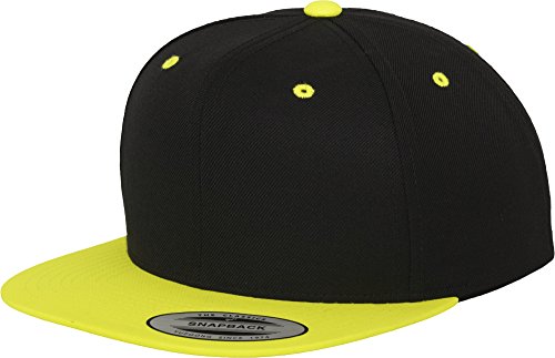 Flexfit Damen Mütze klasyczna czapka z daszkiem 2-kolorowa opaska na głowę, Schwarz/Neongelb, jeden rozmiar