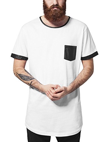 Urban Classics Męska koszulka z długim rękawem imitująca skórę, różnokolorowy (wht/blk 224), S