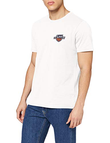 Lee T-shirt męski z logo Chest, Białe płótno, S