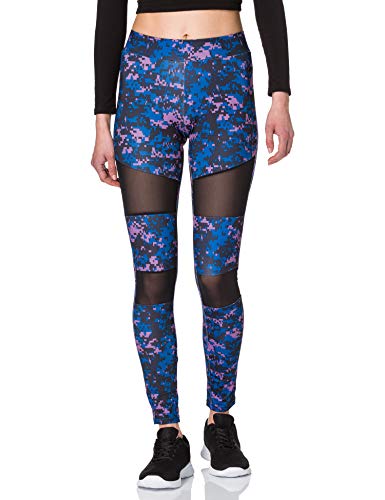 Urban Classics Damskie legginsy Camo Tech Mesh Legginsy, spodnie sportowe dla kobiet o wyglądzie kamuflażu, dostępne w wielu wariantach kolorystycznych, rozmiary XS - 5XL, Cyfrowy Duskviolet Camo, XS