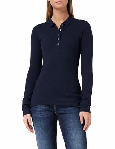 Tommy Hilfiger Damska koszulka polo z długim rękawem Heritage Slim, Niebieski (Midnight 403), XL
