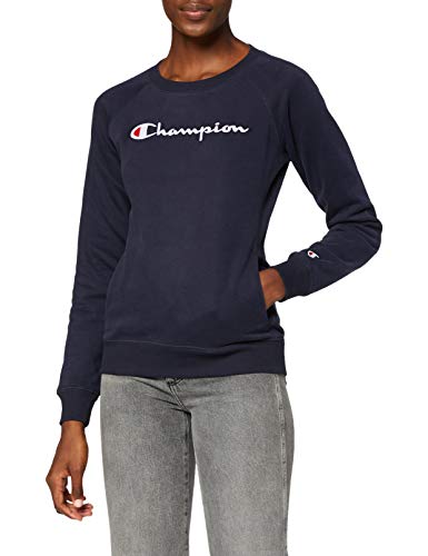Champion Damska bluza z okrągłym dekoltem z klasycznym logo, granatowy, XL